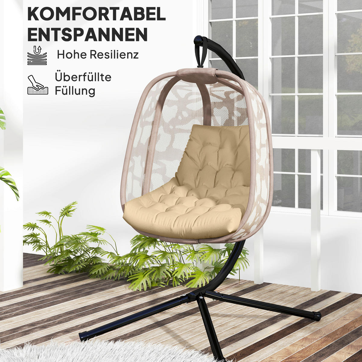 Outsunny Sitzkissen beige Schaumstoff B/H/L: ca. 100x8x120 cm Sitzkissen - beige (120,00/100,00/8,00cm) - Outsunny