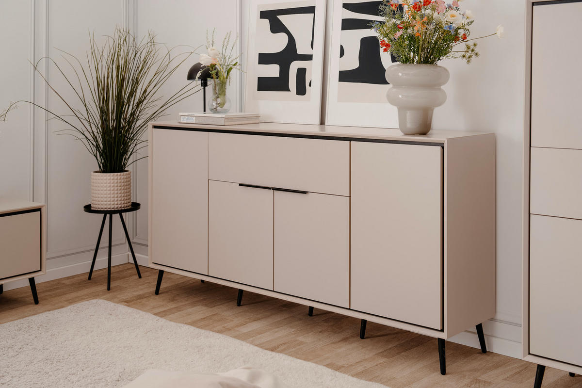 Sideboard Arona sand schwarz B/H/T: ca. 175x90x38 cm Arona - sand/schwarz (175,00/90,00/38,00cm)