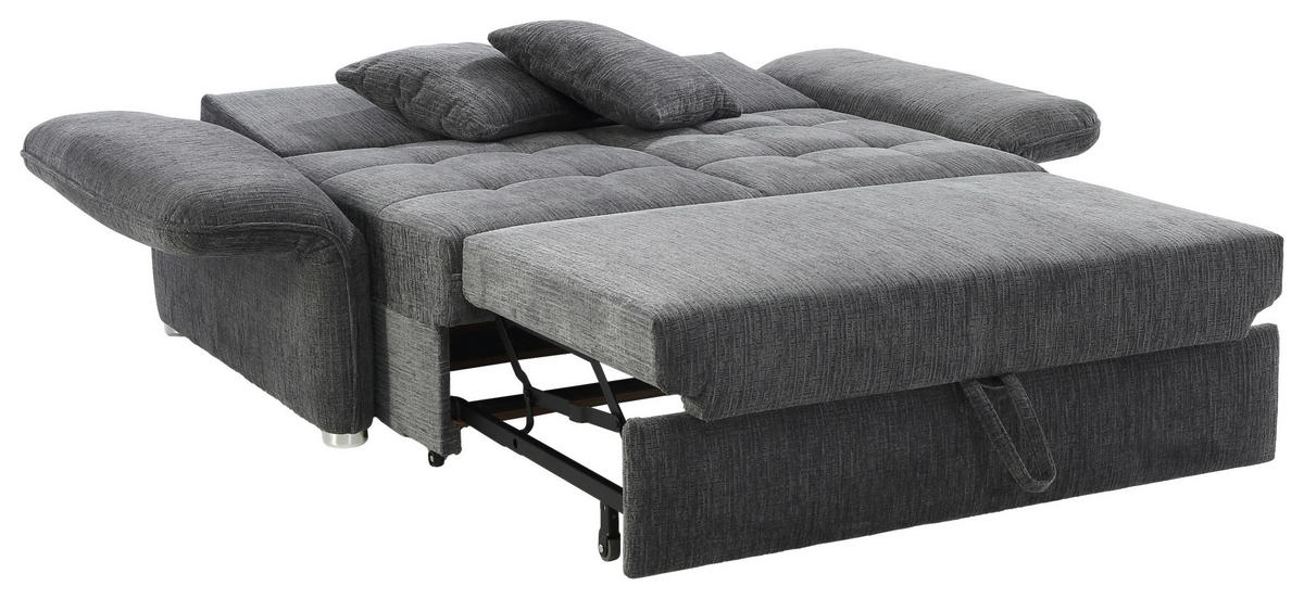 Schlafsofa  grau B/H/T: ca. 191x84x105 cm Leon_Schlafsofa 443/09-443/09 - Chrom/grau (191,00/84,00/105,00cm)