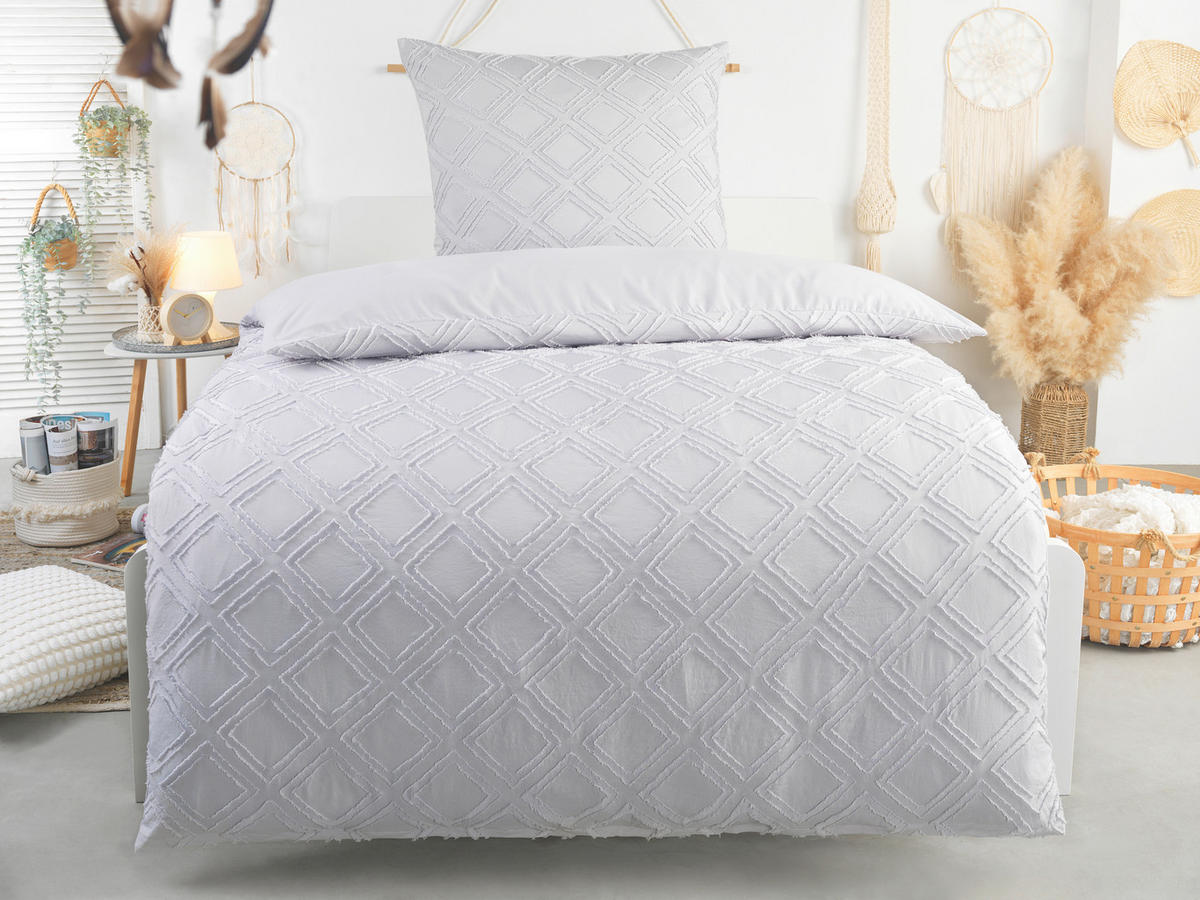 Microfaser Bettwäsche Bettwäsche_Microfaser_Boho silber - silber (135,00/200,00cm)