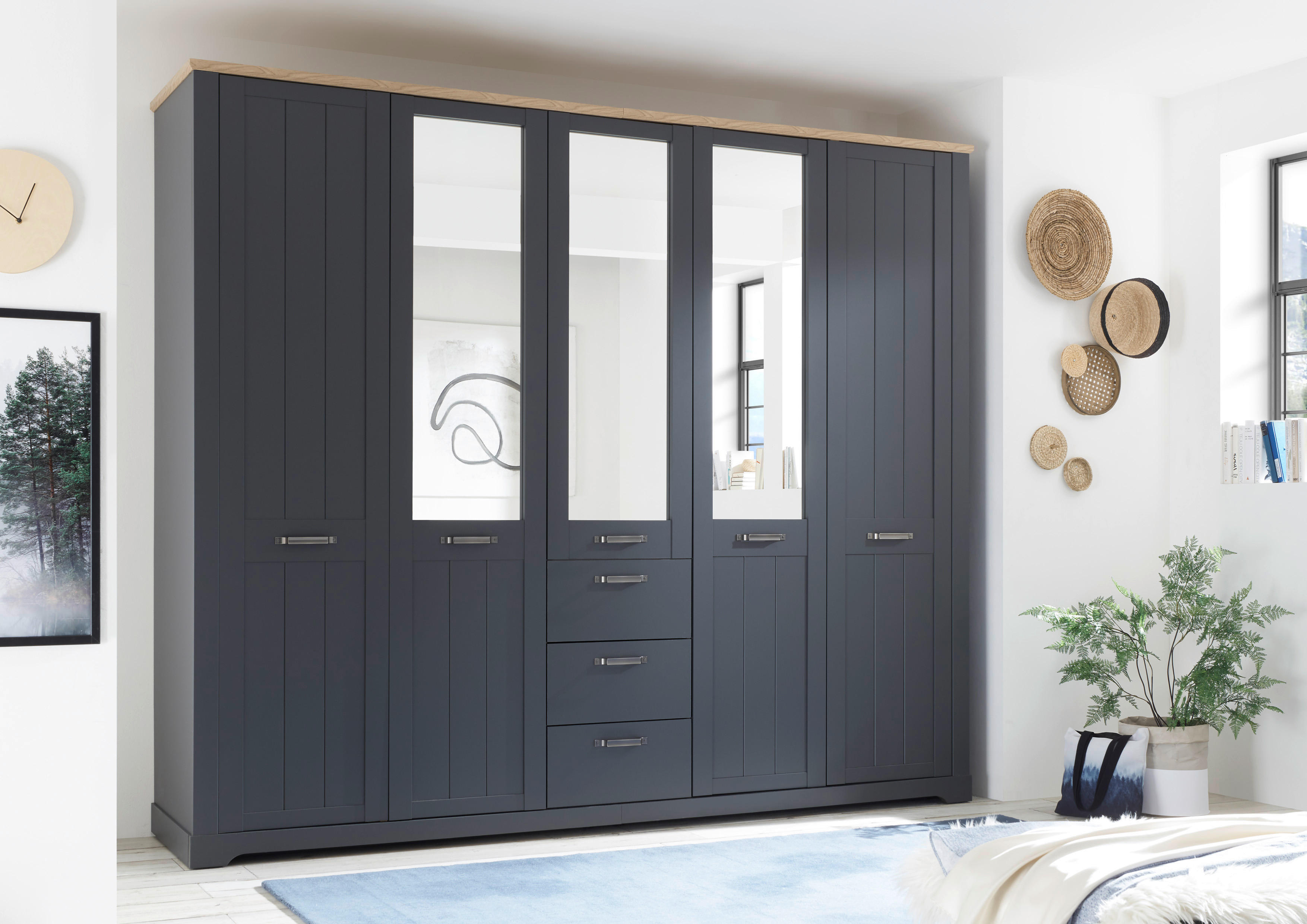 Kleiderschrank Elastir Graphit Eiche Artisan Nachbildung B/H/T: ca. 270x225x62 cm Elastir - Eiche/Graphit (270,00/225,00/62,00cm)