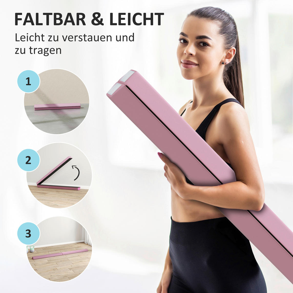 SPORTNOW Schwebebalken rosa Kunststoff B/H/L: ca. 15x6,5x236 cm Schwebebalken - rosa (236,00/15,00/6,50cm) - SPORTNOW
