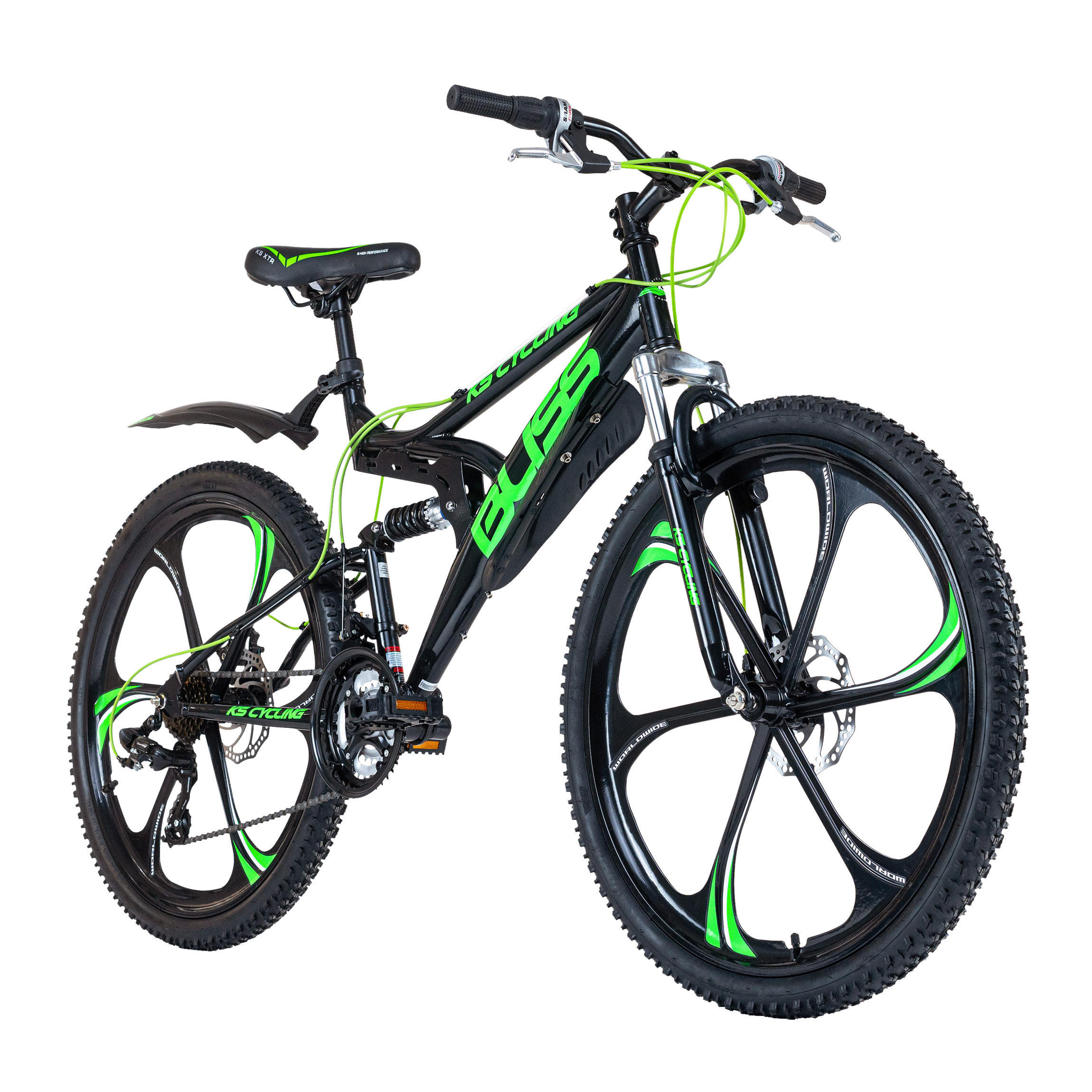 KS-Cycling Mountain-Bike Fully 26 Zoll Bliss 607M schwarz ca. 26 Zoll Bliss - schwarz/grün (47,00cm) - KS-Cycling