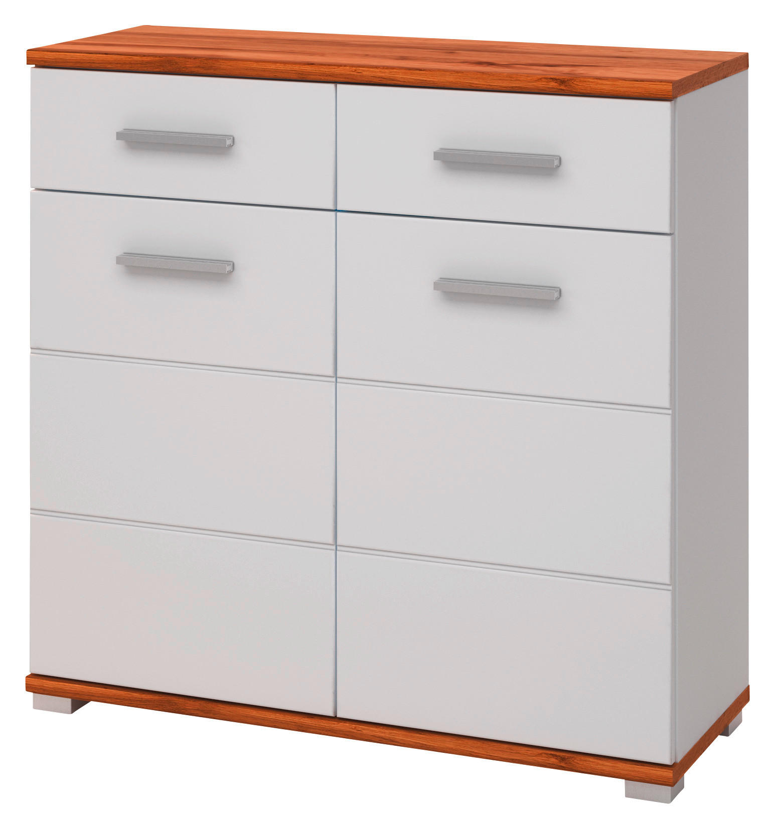 Schuhkommode Hola Eiche Wotan Nachbildung weiß Hochglanz B/H/T: ca. 90x88x34 cm Hola - Eiche/weiß (90,00/88,00/34,00cm)