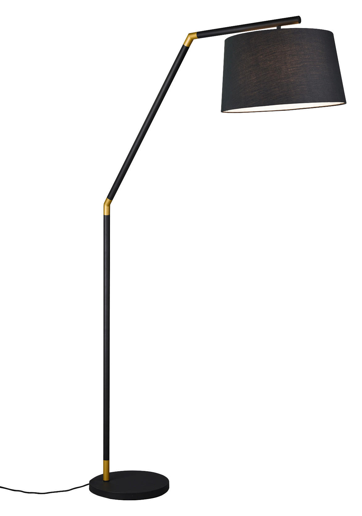Reality Stehleuchte 462100132 mattschwarz gold schwarz Metall Stoff H/D: ca. 175x40 cm E27 1 Brennstellen Tracy - gold/schwarz (40,00/175,00cm) - Reality