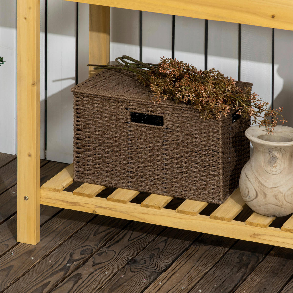 Outsunny Gärtnertisch braun B/H/L: ca. 45x120x92 cm Gärtnertisch - braun (92,00/45,00/120,00cm) - Outsunny