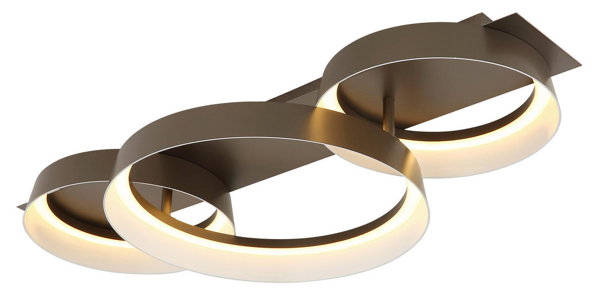 GLOBO Deckenleuchte kaffee Opal Kunststoff Metall B/H/L: ca. 35x12x70 cm 1 Brennstellen SYRAKUS - Opal/kaffee (70,00/35,00/12,00cm) - GLOBO