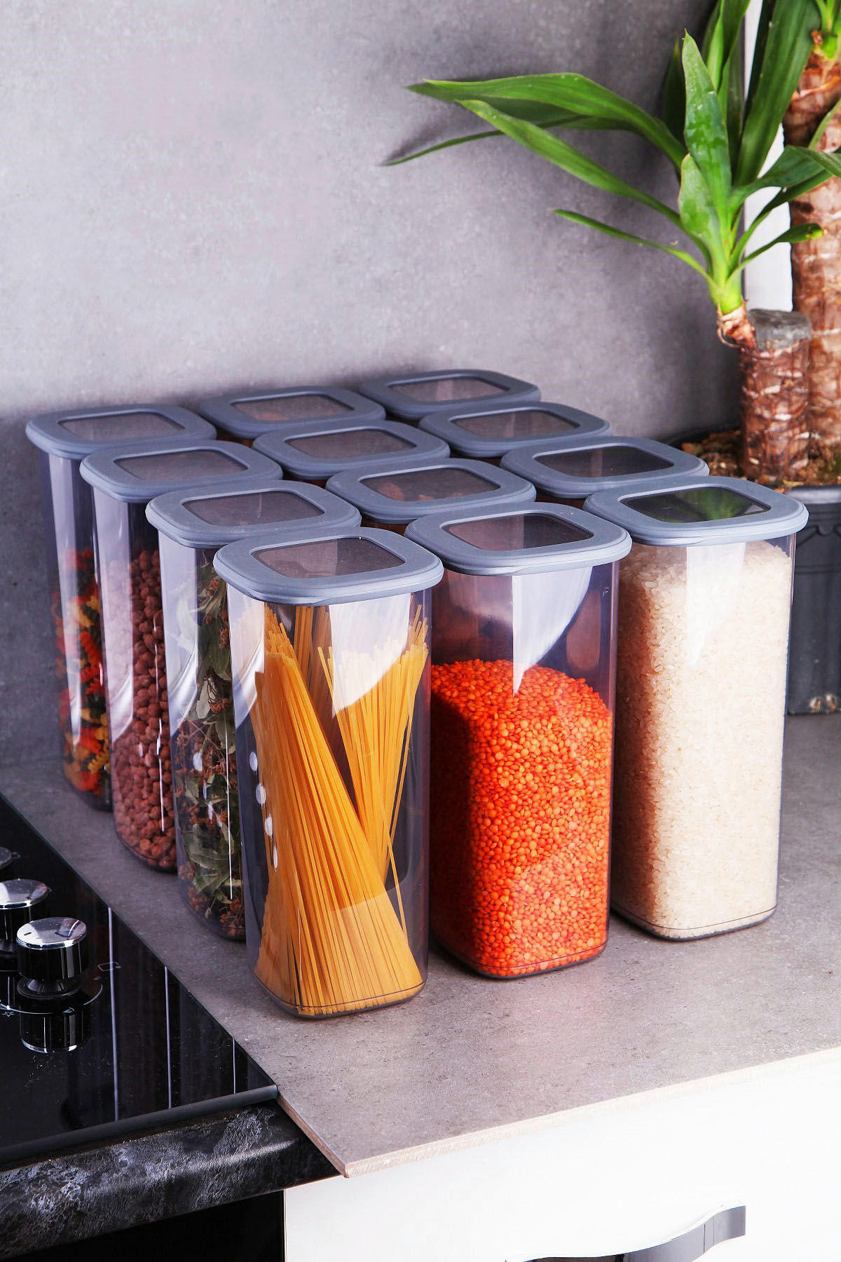 HermiaConcept Vorratsdosenset 12-tlg. grau B/H/T/L/D: ca. 11x25x11x11x11 cm 12-tlg. - grau (11,00/11,00/25,00cm) - HermiaConcept