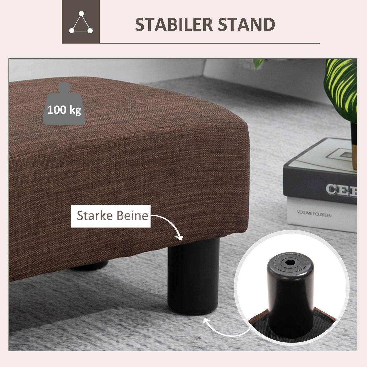 HOMCOM Hocker braun B/H/L: ca. 30x40x24 cm Fußhocker - braun (24,00/30,00/40,00cm) - HOMCOM