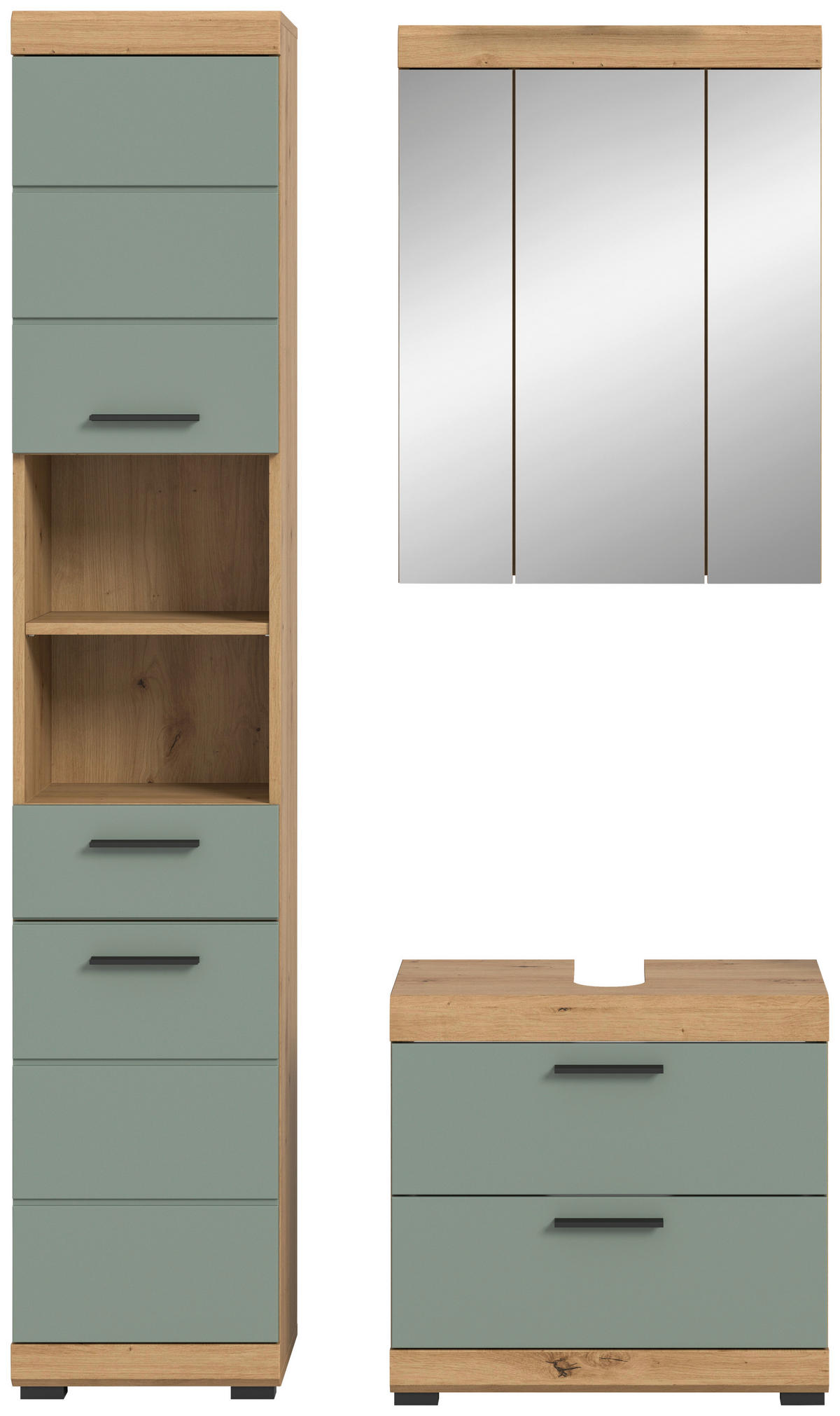 Badezimmer-Set Scout Eiche Artisan Nachbildung salbei Nachbildung B/H/T: ca. 112x191x37 cm Scout - Eiche/salbei (112,00/191,00/37,00cm) - xonox.home