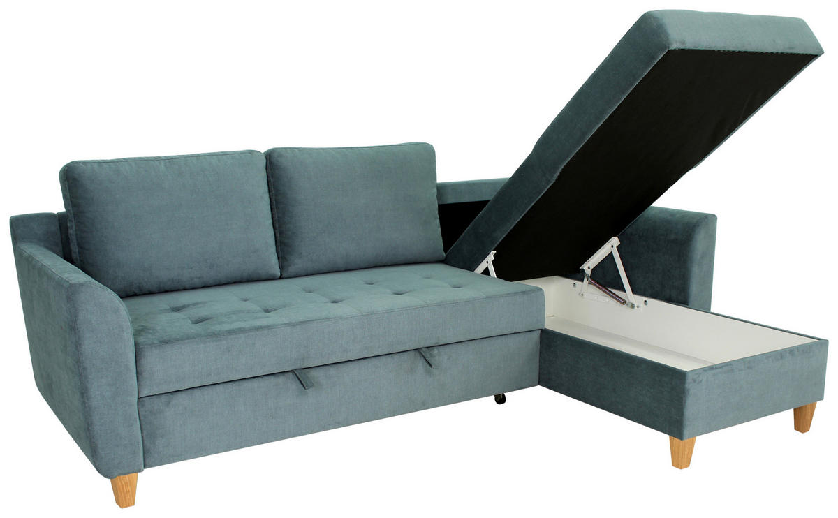 Funktionsecke Liv azur Microfaser B/H/T: ca. 231x86x150 cm Liv - Eiche/azur (231,00/86,00/150,00cm)