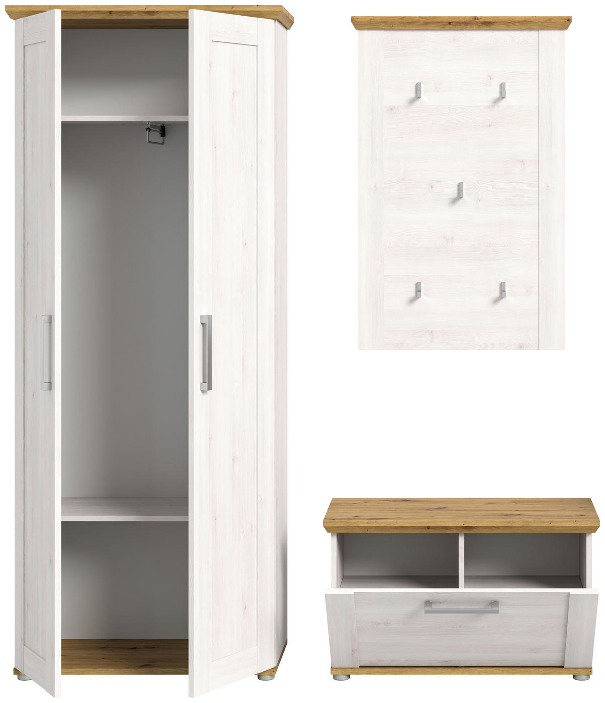 Garderobe Verona Sibiu Lärche Nachbildung Eiche Artisan Nachbildung B/H/T: ca. 175x196x39 cm Verona - Eiche (175,00/196,00/39,00cm) - xonox.home