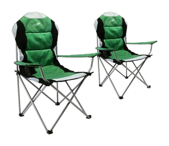 VCM Campingstuhl 2er Set grün Polyester B/H/T: ca. 47x90x47 cm 2er Set - weiß/schwarz (47,00/90,00/47,00cm) - VCM