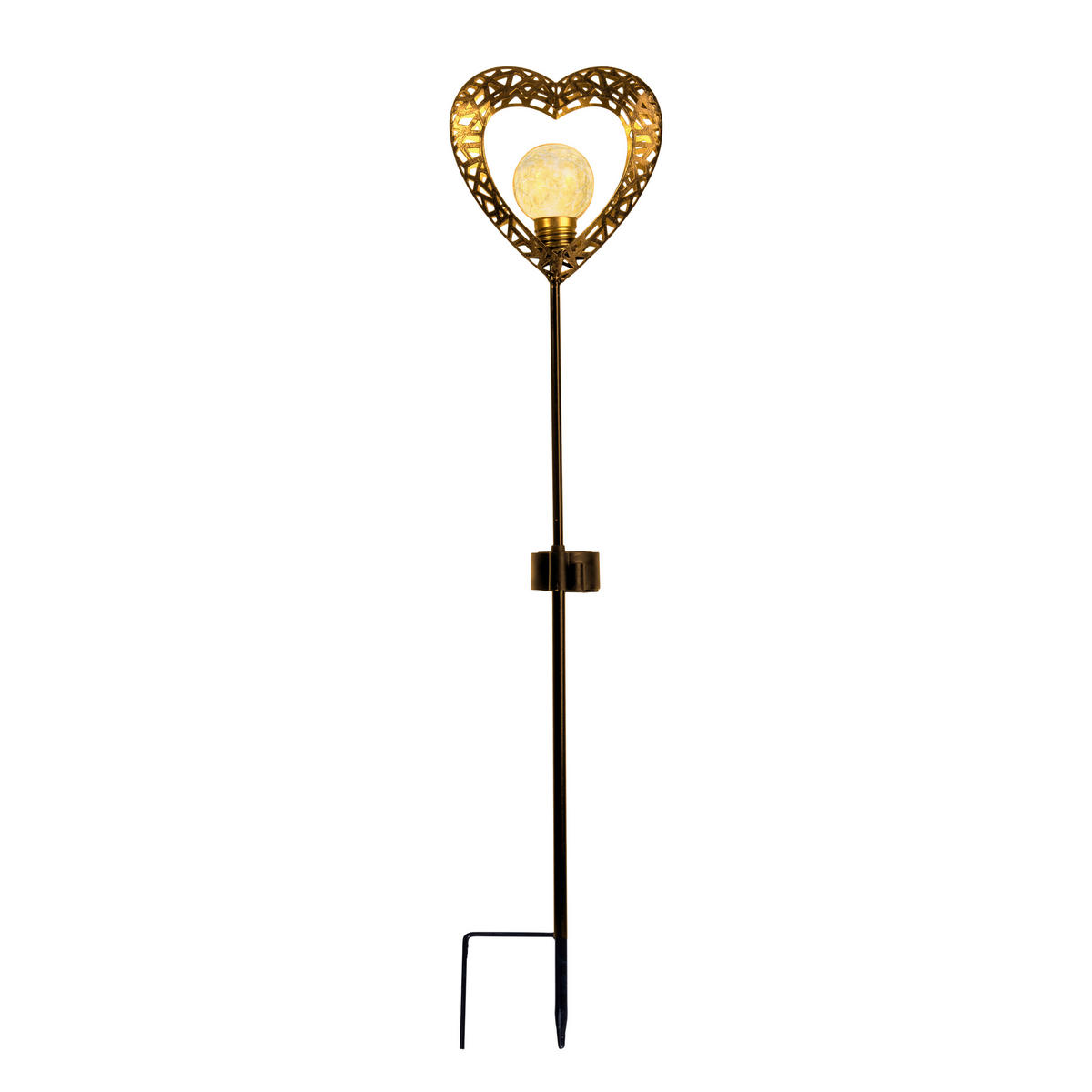 LED-Solarleuchte 5290702 schwarz Metall Glas B/H: ca. 12,5x59 cm LED Solarleuchte HERZ - schwarz (12,50/59,00cm) - Näve Leuchten