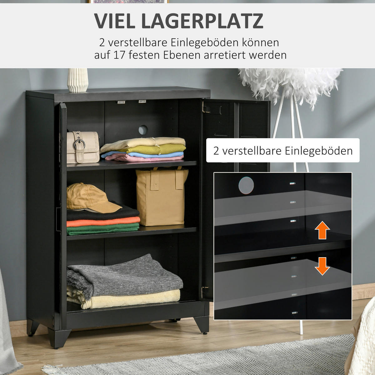 Sideboard 838-148BK schwarz B/H/T: ca. 75x110x33 cm 838-148BK - schwarz (75,00/110,00/33,00cm) - HOMCOM