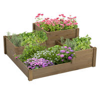 Outsunny Hochbeet braun B/H/L: ca. 122x51x122 cm Hochbeet - braun (122,00/122,00/51,00cm) - Outsunny