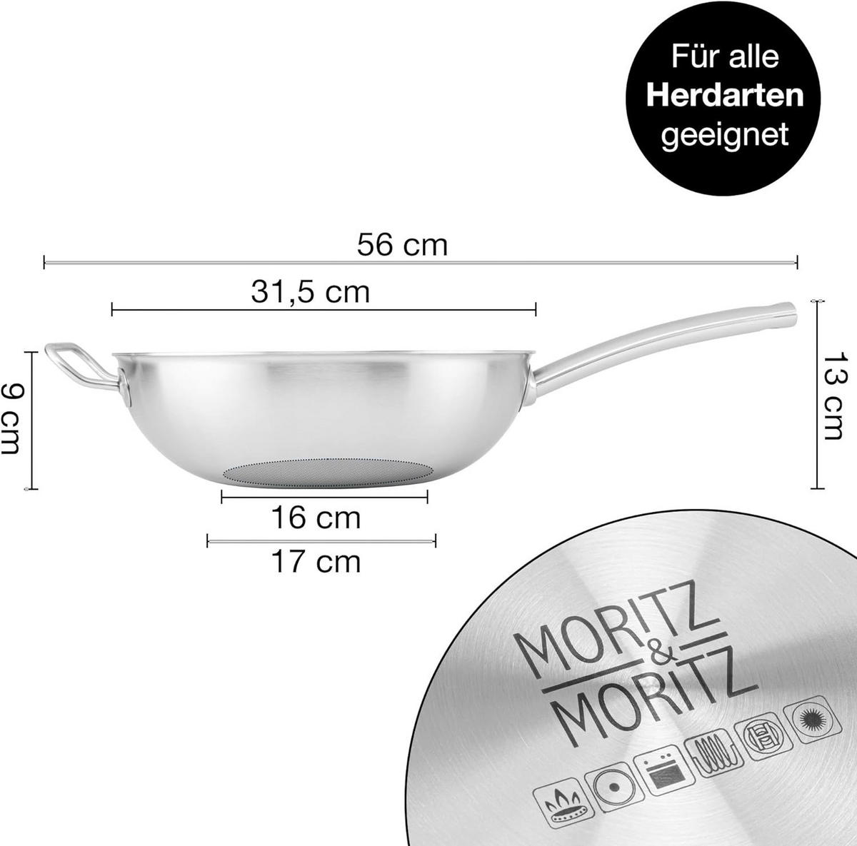 Moritz & Moritz Wokpfanne silber Aluminium Wokpfanne 30cm - silber - Moritz & Moritz