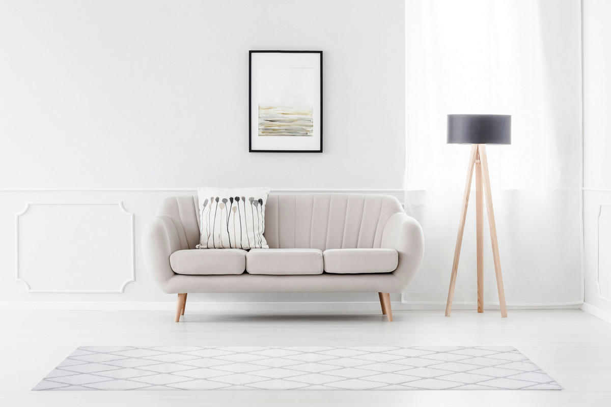 360Living Teppich Vivica graublau B/L: ca. 80x250 cm Vivica - weiß/graublau (80,00/250,00cm) - 360Living