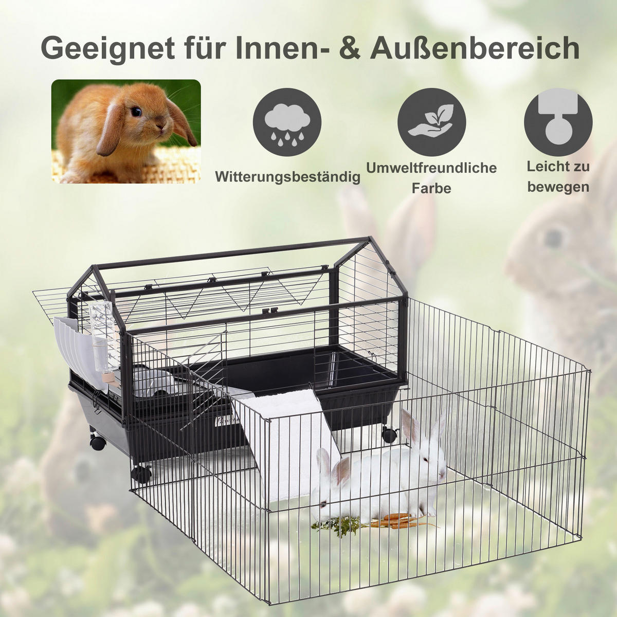 PawHut Meerschweinkäfig schwarz Metall B/H/L: ca. 130x56x88 cm Meerschweinkäfig - schwarz (88,00/130,00/56,00cm) - PawHut