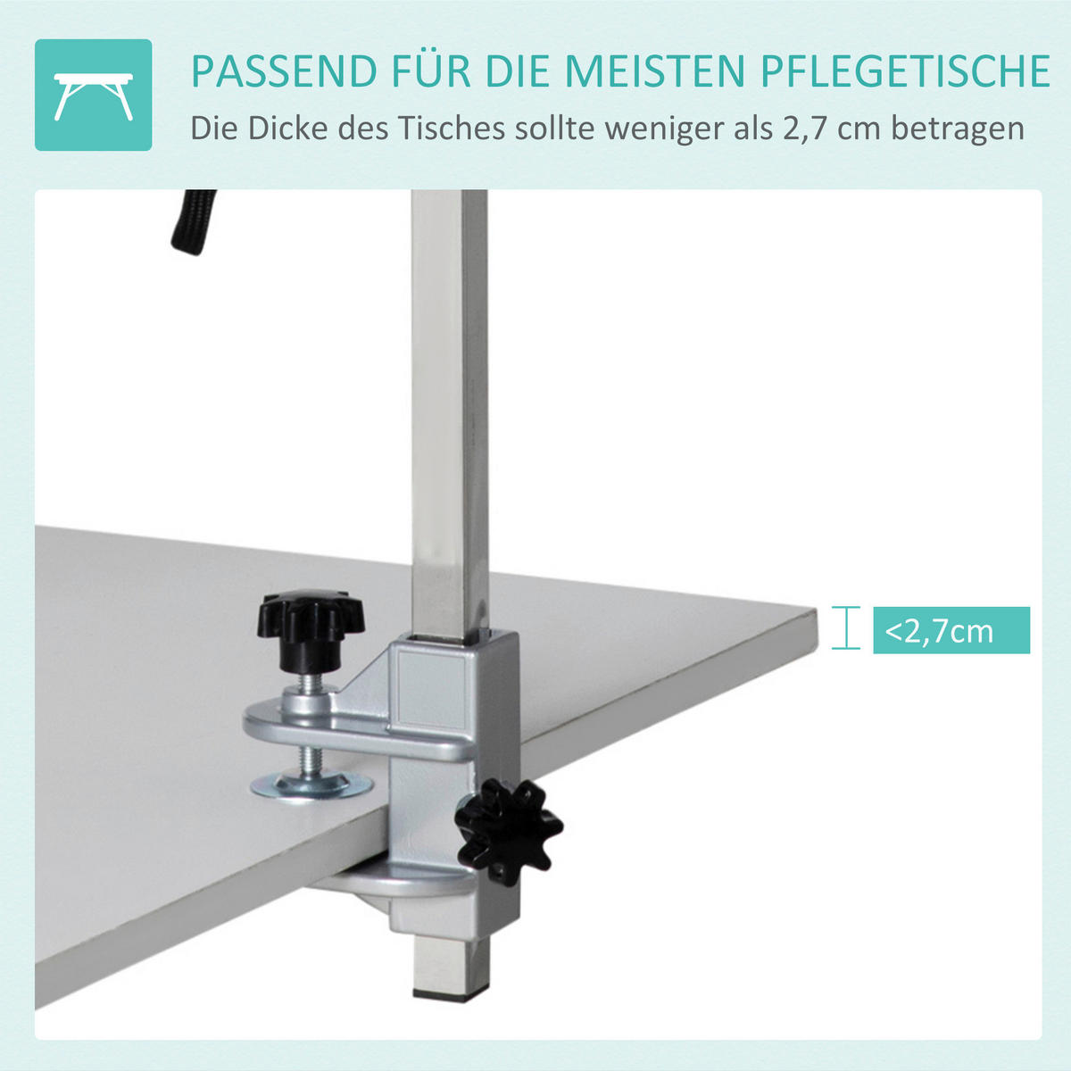 PawHut Haustier Fellpflege m. Klemme silber Aluminium B/H/L: ca. 8x36x74 cm Haustier_Fellpflege_Arm - silber (74,00/8,00/36,00cm) - PawHut