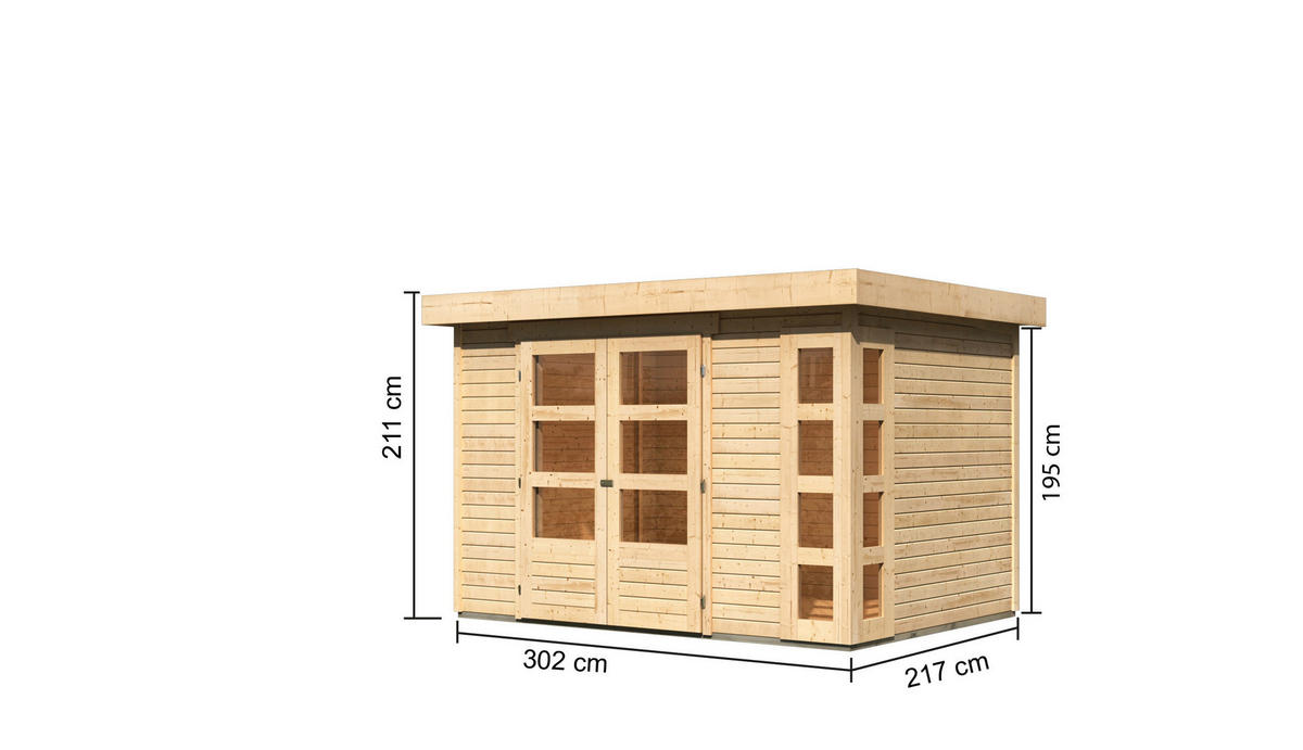Karibu Gartenhaus Felipo 2 natur B/H/T: ca. 302x217x211 cm Felipo 2 - natur (302,00/217,00/211,00cm) - Karibu