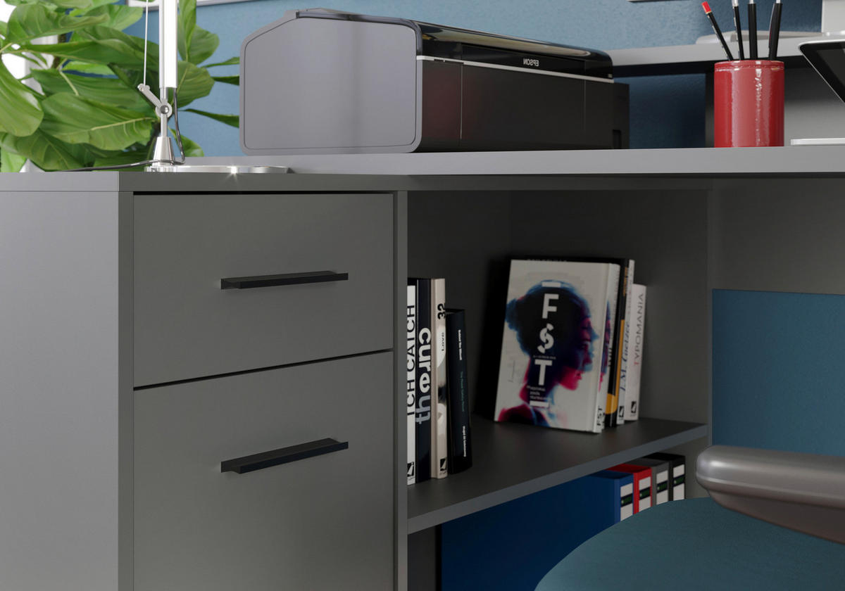 Schreibtisch Gamer anthrazit matt B/H/T: ca. 160x92x115 cm Gamer - schwarz/anthrazit (160,00/92,00/115,00cm)