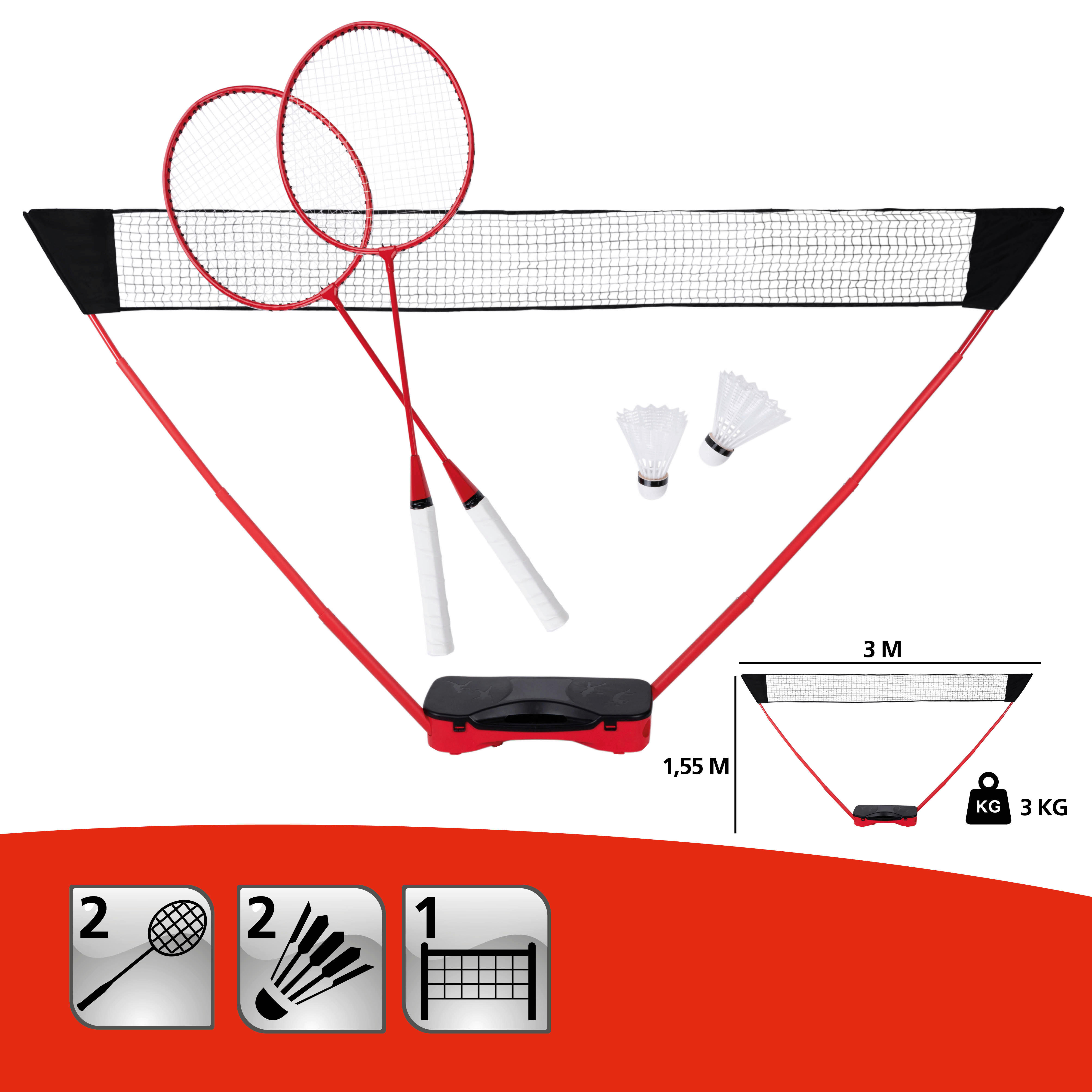 DONNAY Badmintonset rot B/H/L: ca. 12,5x29x68 cm Badmintonset - rot/schwarz (68,00/12,50/29,00cm) - DONNAY