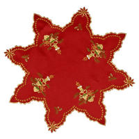 Deckchen Sterndeckchen Kerze 40cm rot - gold/rot (40,00cm)