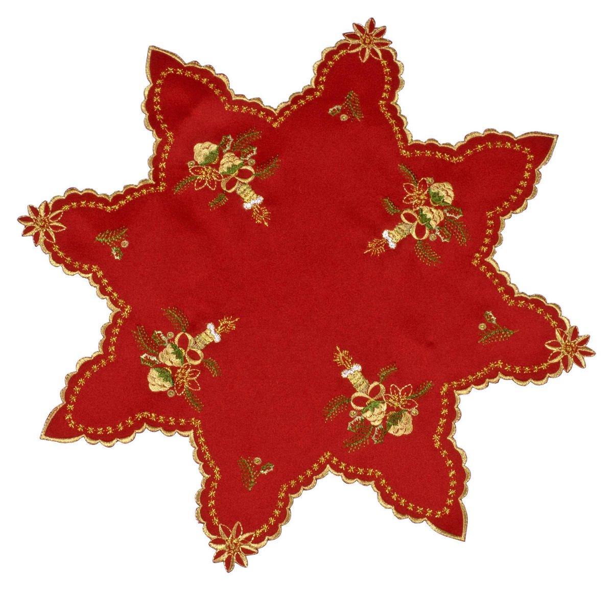 Deckchen Sterndeckchen Kerze 40cm rot - gold/rot (40,00cm)