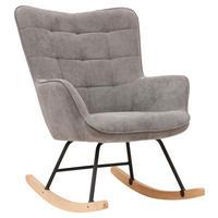 byLIVING Schaukelstuhl RICHIE grau schwarz natur Stoff Metall Buche B/H/T: ca. 72x92x92 cm RICHIE - natur/schwarz (72,00/92,00/92,00cm) - byLIVING