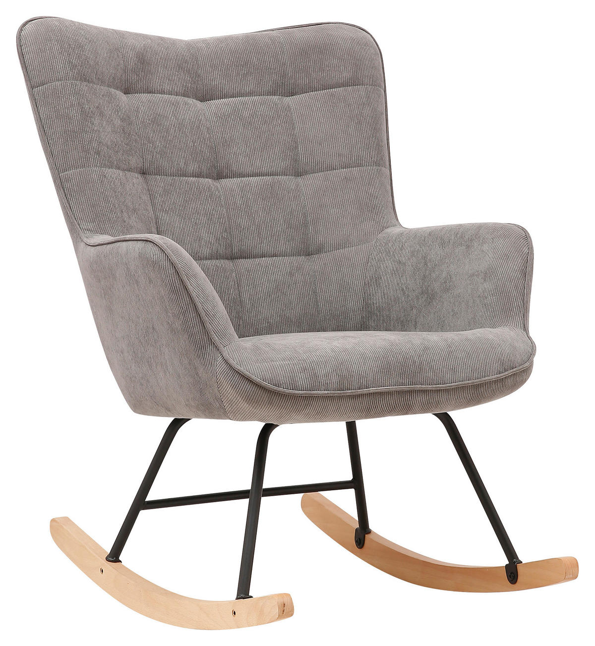 byLIVING Schaukelstuhl RICHIE grau schwarz natur Stoff Metall Buche B/H/T: ca. 72x92x92 cm RICHIE - natur/schwarz (72,00/92,00/92,00cm) - byLIVING