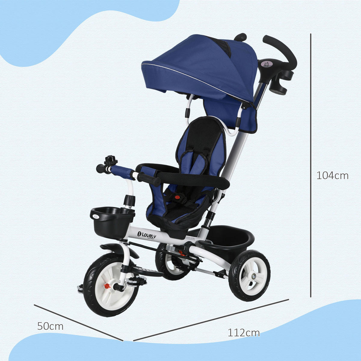 blau Dreirad - blau (112,00/50,00/104,00cm) - HOMCOM