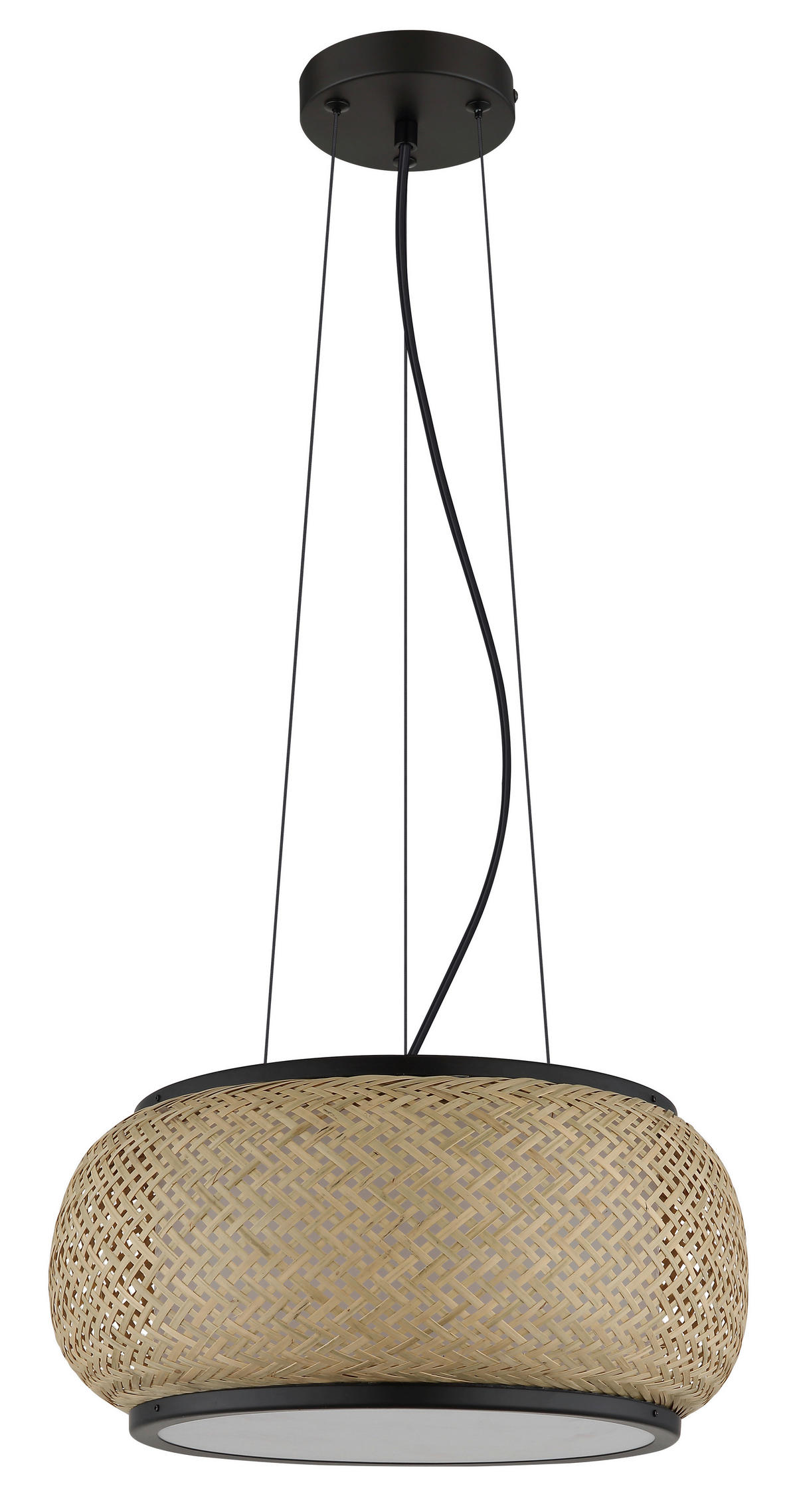 GLOBO Pendelleuchte natur mattschwarz Bambus Metall H/D: ca. 120x38 cm 1.0 Brennstellen BAMBORA - natur/mattschwarz (38,00/120,00cm) - GLOBO