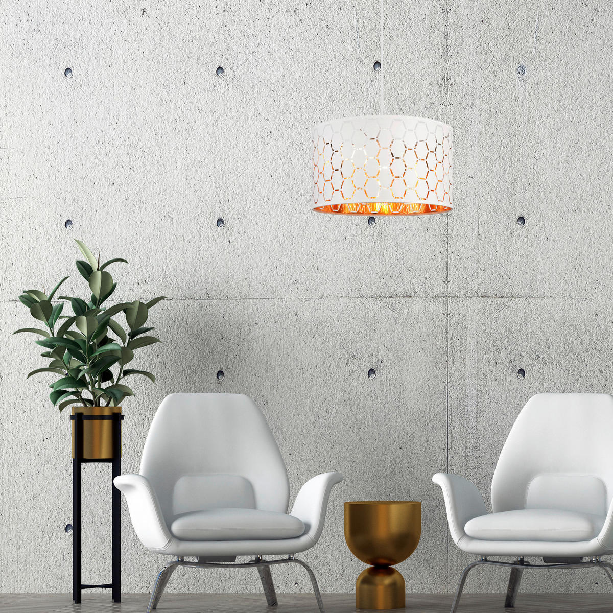 Lamkur Pendelleuchte weiß Holz B/H/L: ca. 37x23x37 cm E27 1 Brennstellen Ulle - weiß (37,00/37,00/23,00cm) - Lamkur