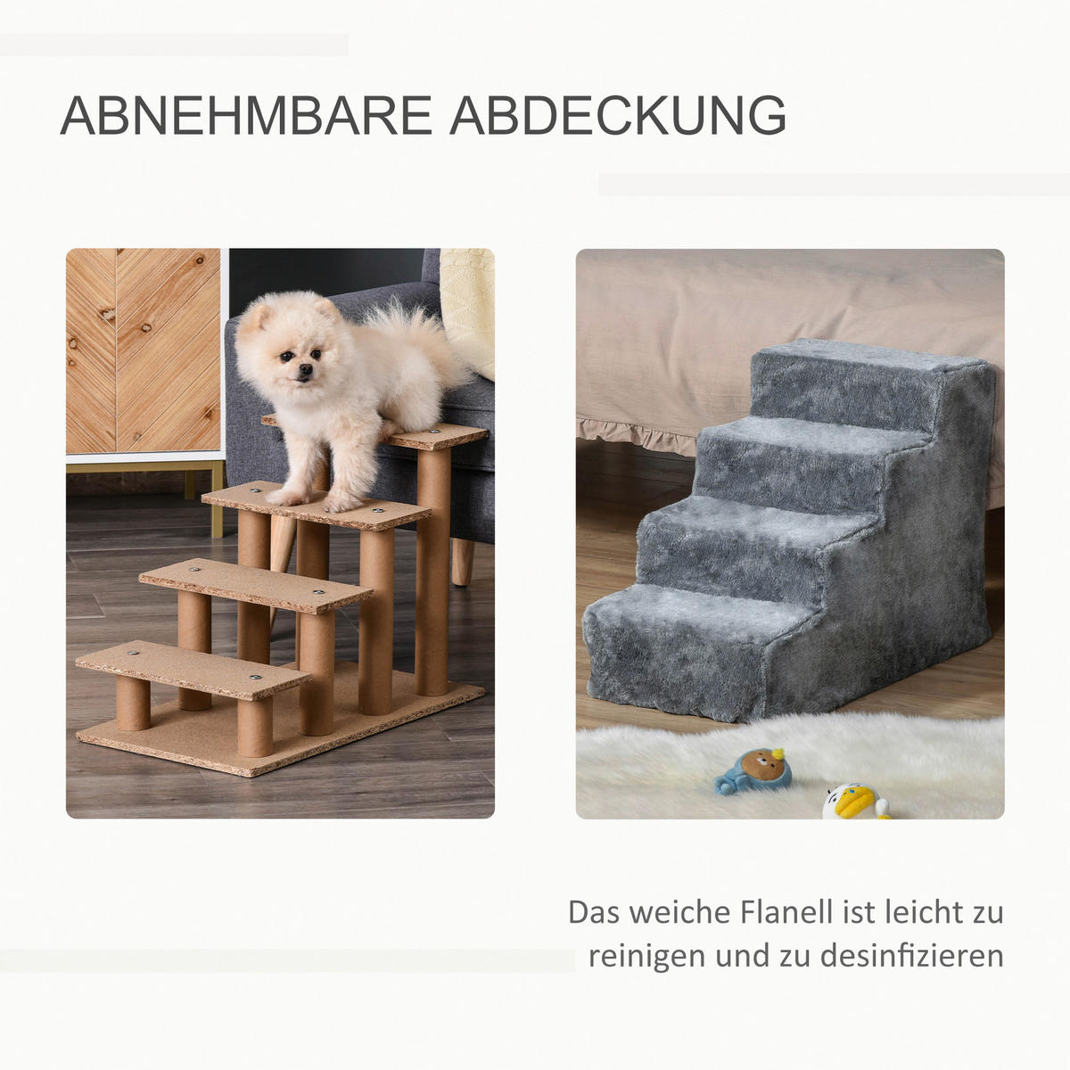 PawHut Haustiertreppe grau Polyester B/H/L: ca. 35x44x60 cm Haustiertreppe - grau (60,00/35,00/44,00cm) - PawHut
