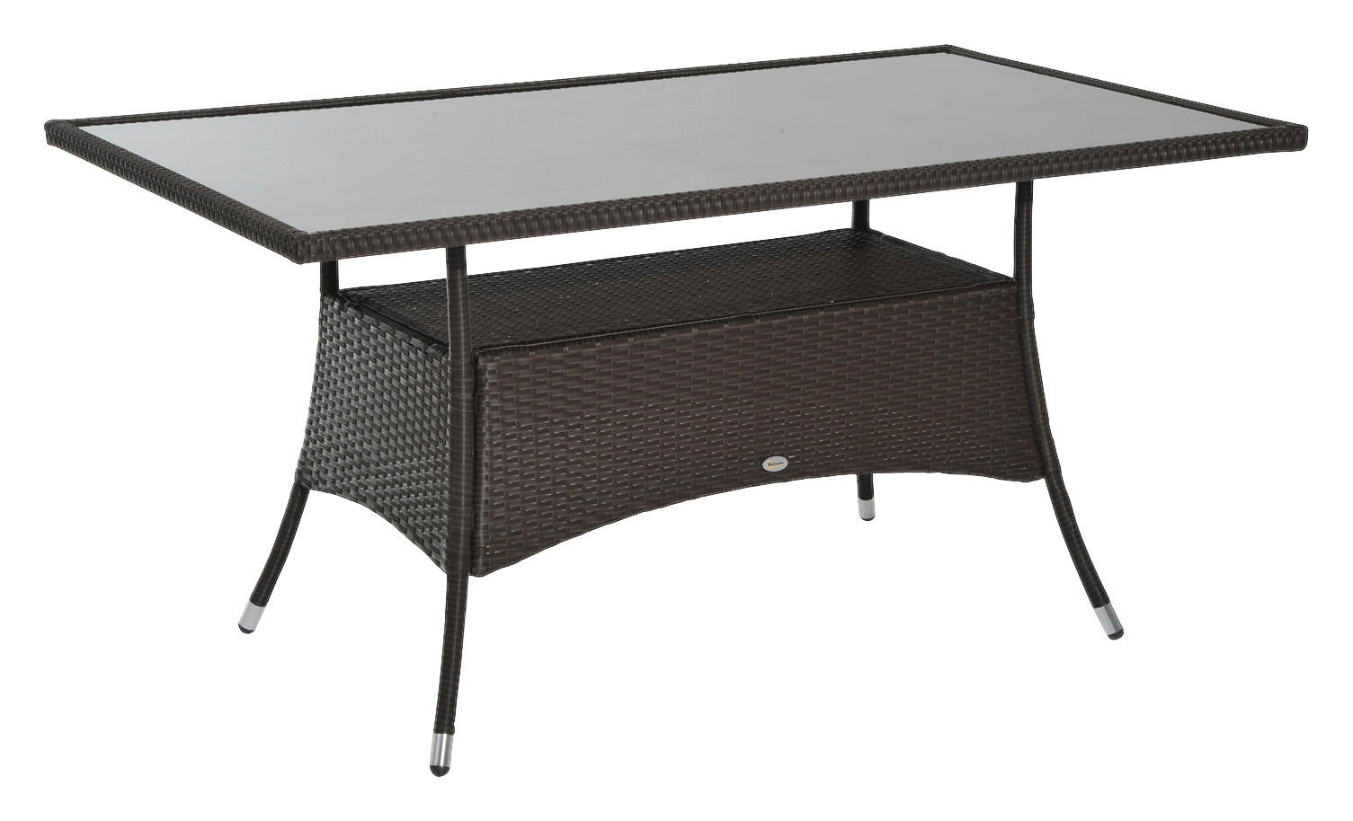Outsunny Gartentisch schwarz Polyrattan B/H/L: ca. 85x74x150 cm Gartentisch - braun/schwarz (150,00/85,00/74,00cm) - Outsunny