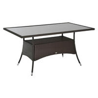 Outsunny Gartentisch schwarz Polyrattan B/H/L: ca. 85x74x150 cm Gartentisch - braun/schwarz (150,00/85,00/74,00cm) - Outsunny