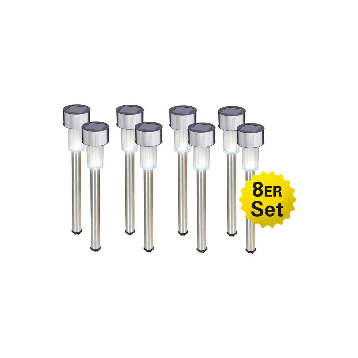LED-Solarleuchte stahlgrau Metall Kunststoff B/H/T/D: ca. 5,5x36,5x5,5x5,5 cm LED-Solarleuchte - stahlgrau (5,50/36,50/5,50cm) - Näve Leuchten