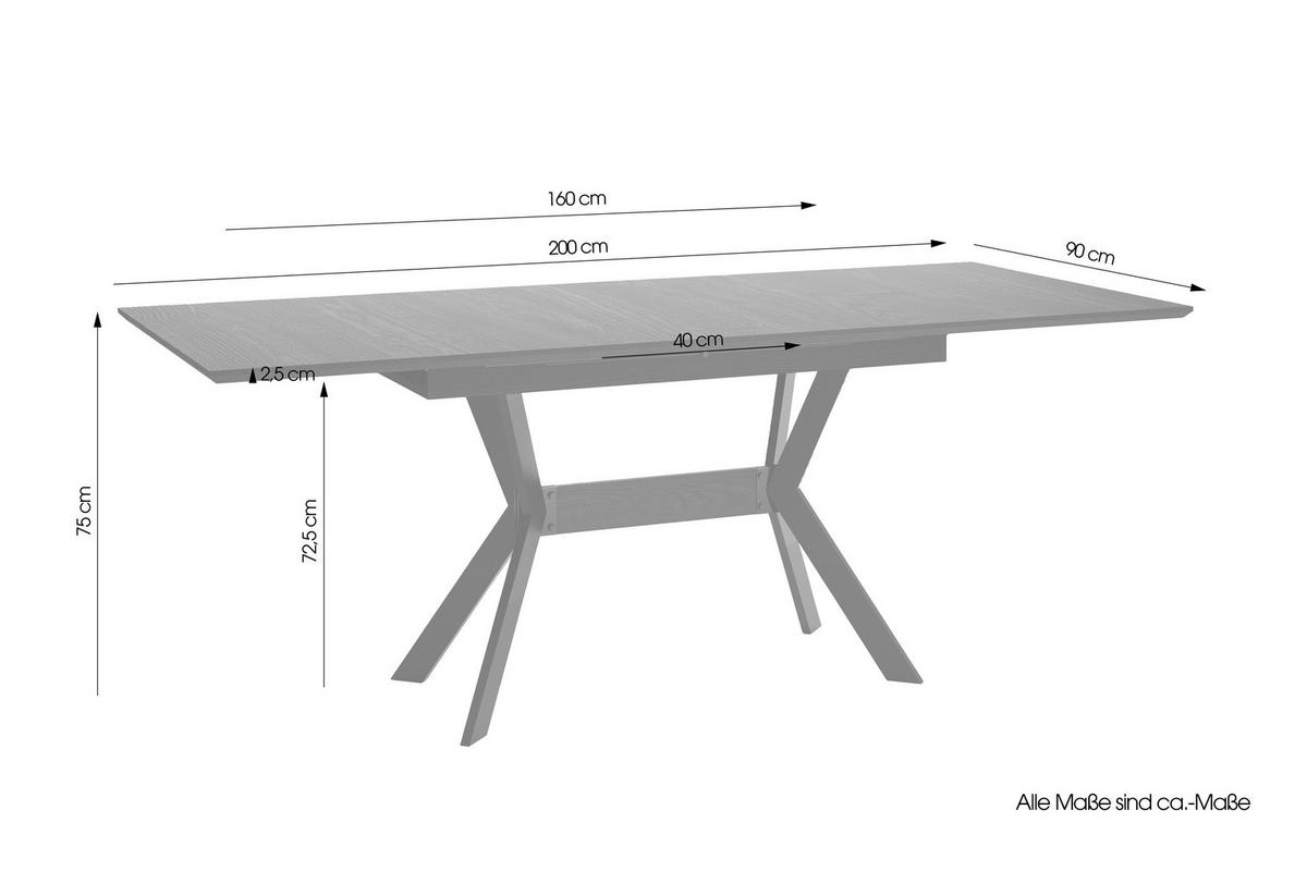 Tisch BREMEN Eiche perlschwarz Nachbildung B/H/T: ca. 160x75x90 cm BREMEN - Eiche/schwarz (160,00/75,00/90,00cm) - byLIVING