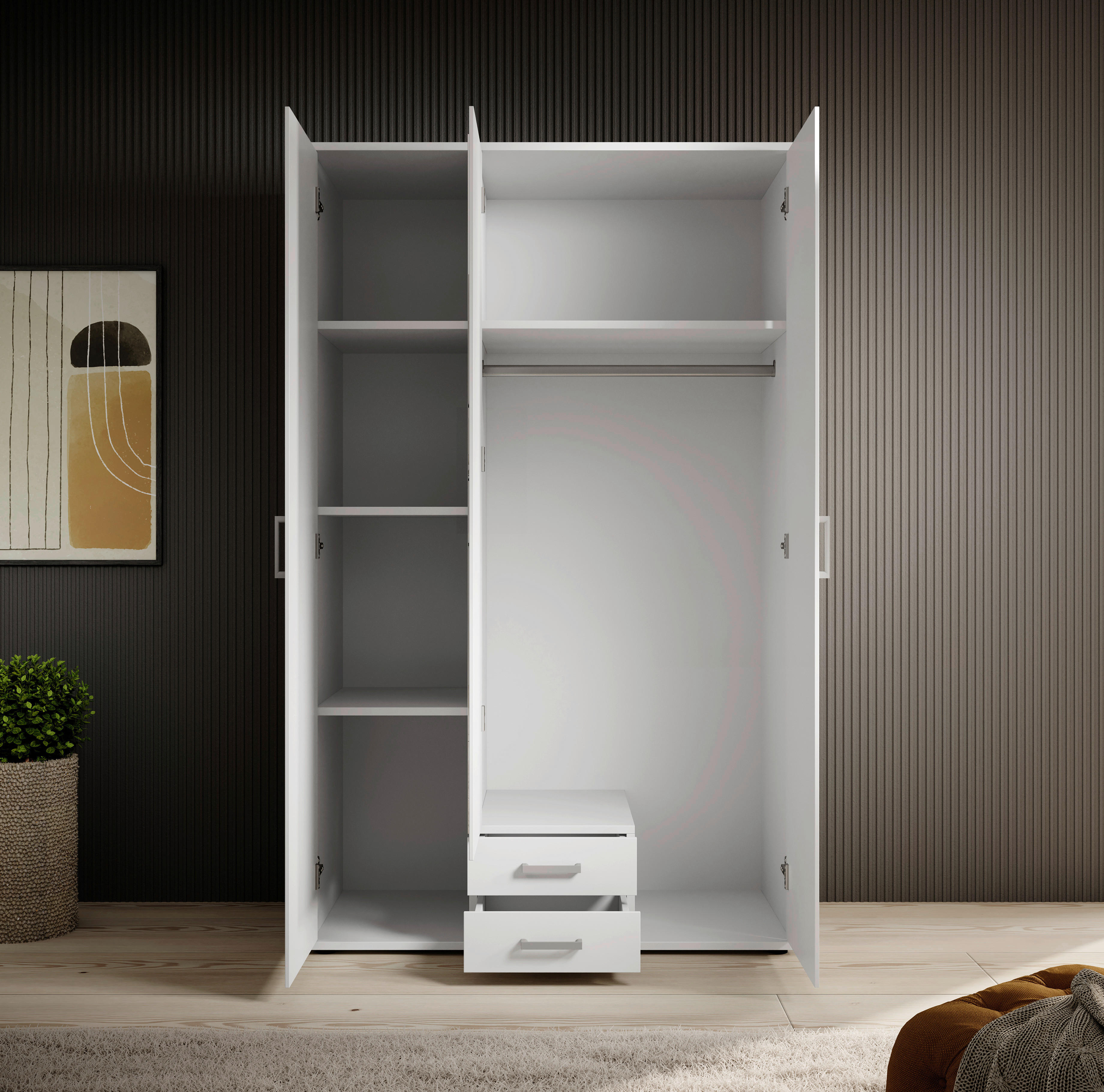 Kleiderschrank Karl weiß B/H/T: ca. 120x195x55 cm Karl - weiß/grau (120,00/195,00/55,00cm)