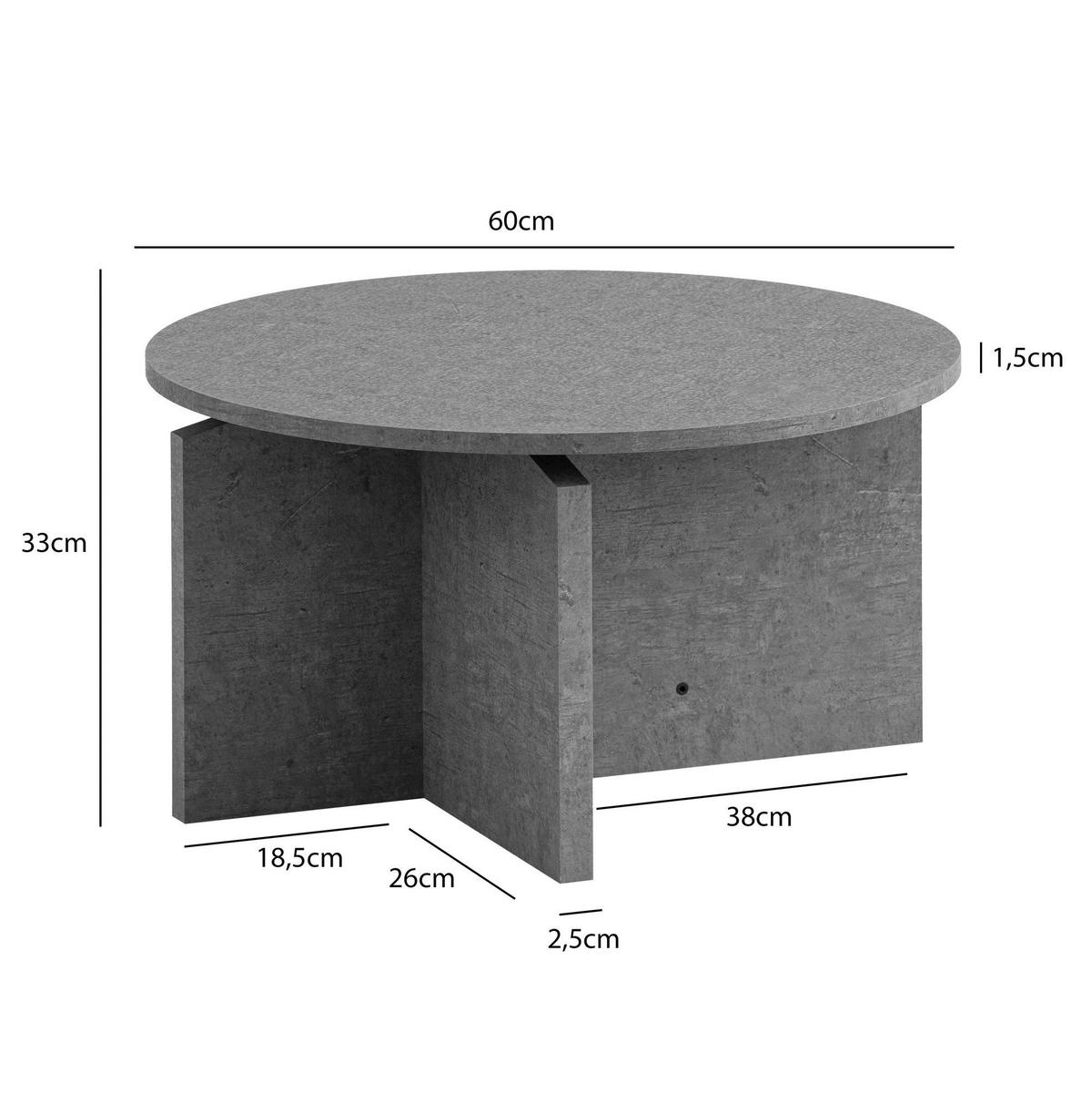 Couchtisch Beton Optik B/H/T: ca. 60x33x60 cm Couchtisch - Beton (60,00/33,00/60,00cm) - Wohnling