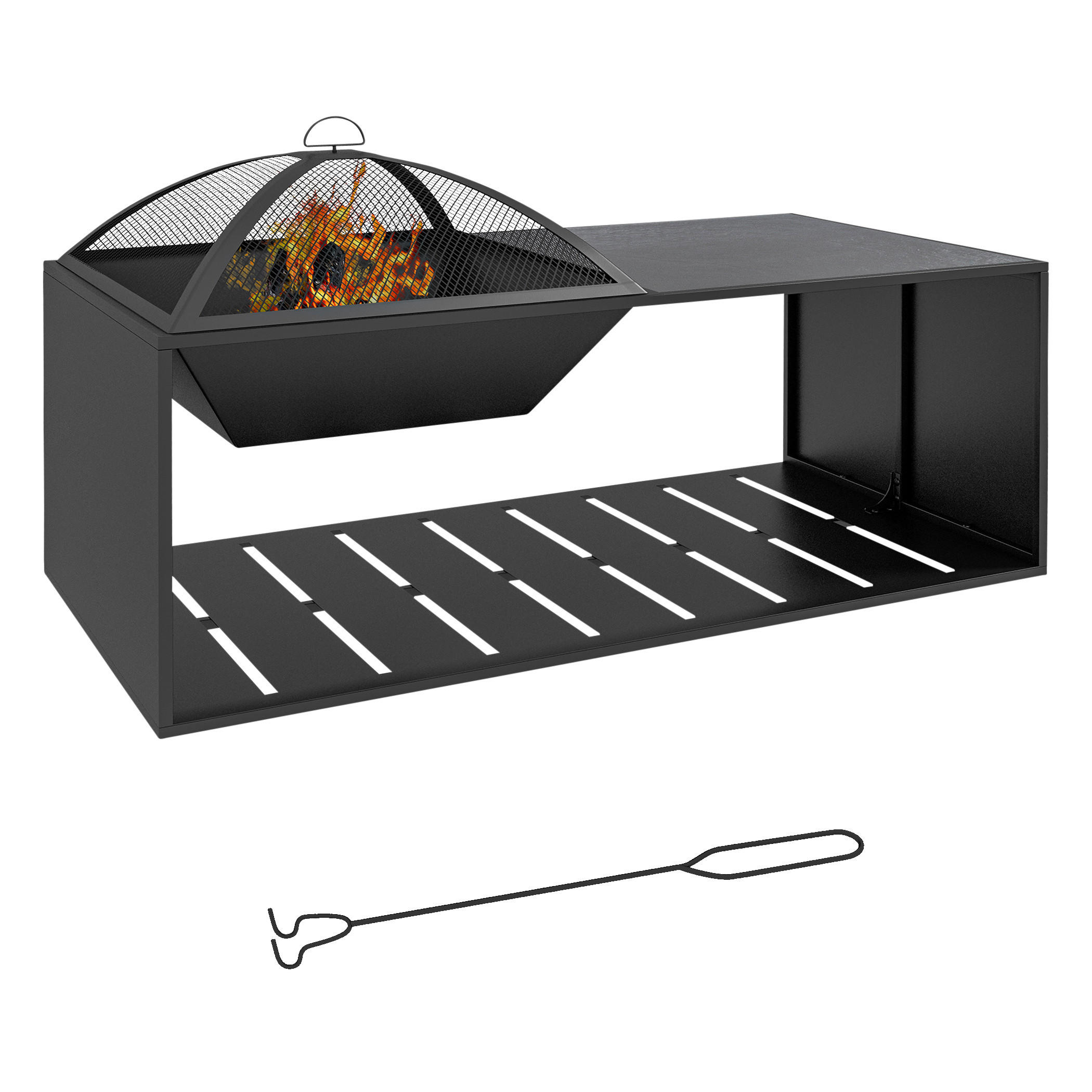 Outsunny Feuerschale schwarz Keramik B/H/L: ca. 51x56x101 cm Feuerschale - schwarz (101,00/51,00/56,00cm) - Outsunny