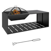 Outsunny Feuerschale schwarz Keramik B/H/L: ca. 51x56x101 cm Feuerschale - schwarz (101,00/51,00/56,00cm) - Outsunny