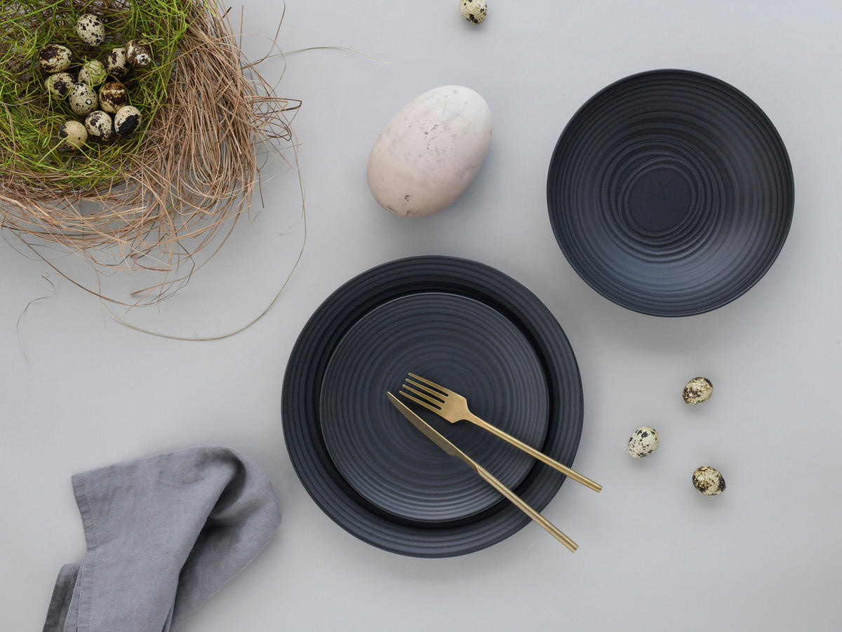CreaTable Teller-Set Lava Stone schwarz Steinzeug Lava Stone - schwarz - CreaTable