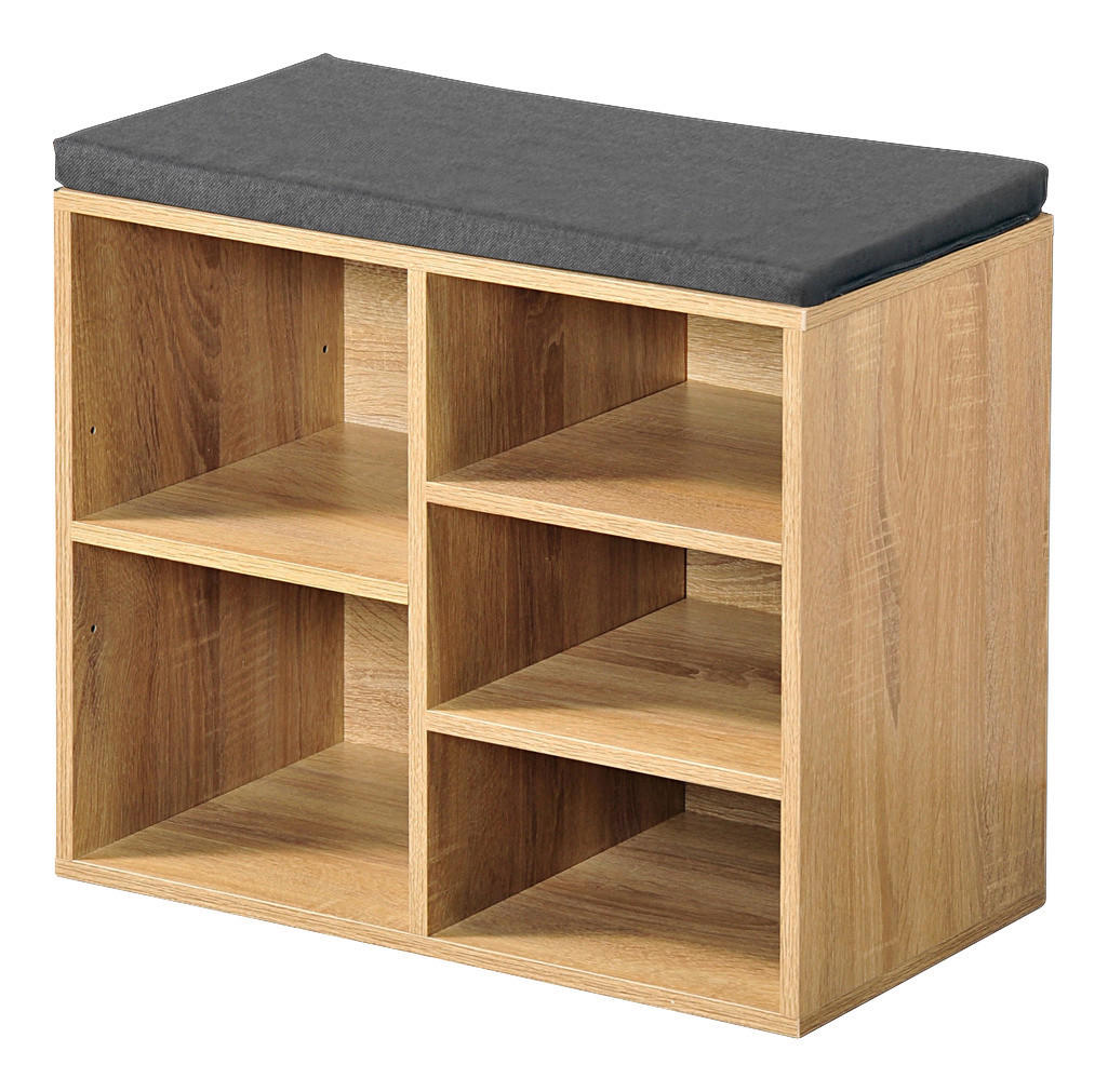 Kesper Schuhregal Eiche Spanplatte B/H/L: ca. 29,5x48x51,5 cm Schuhregal_mit_Sitzkissen - Eiche (51,50/29,50/48,00cm) - Kesper