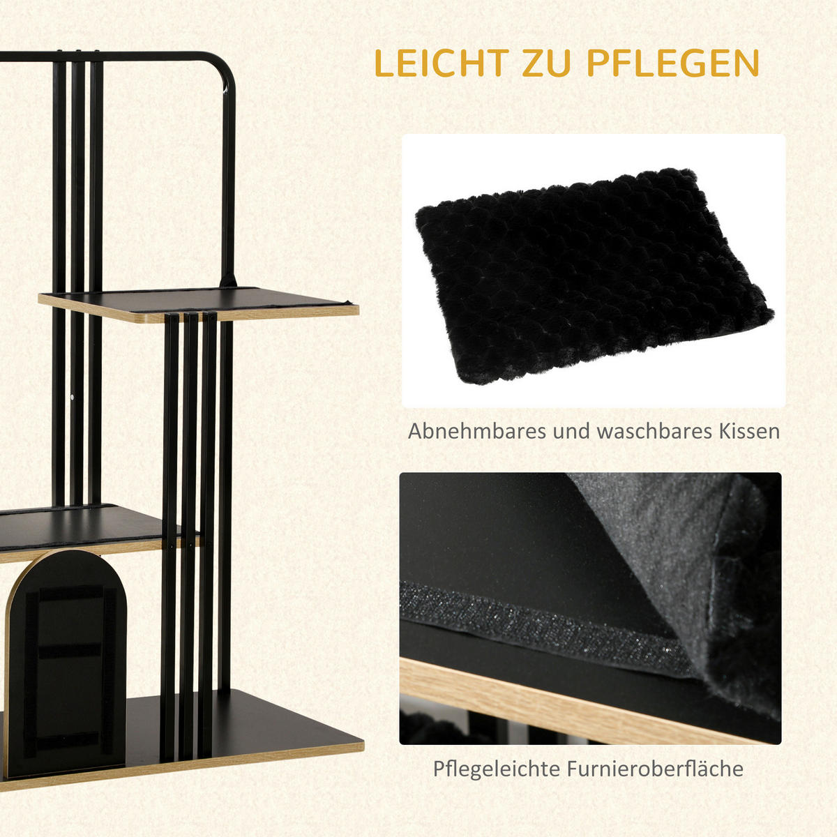 PawHut Kratzbaum schwarz Spanplatte B/H/L: ca. 48x128x85 cm Kratzbaum - schwarz (85,00/48,00/128,00cm) - PawHut