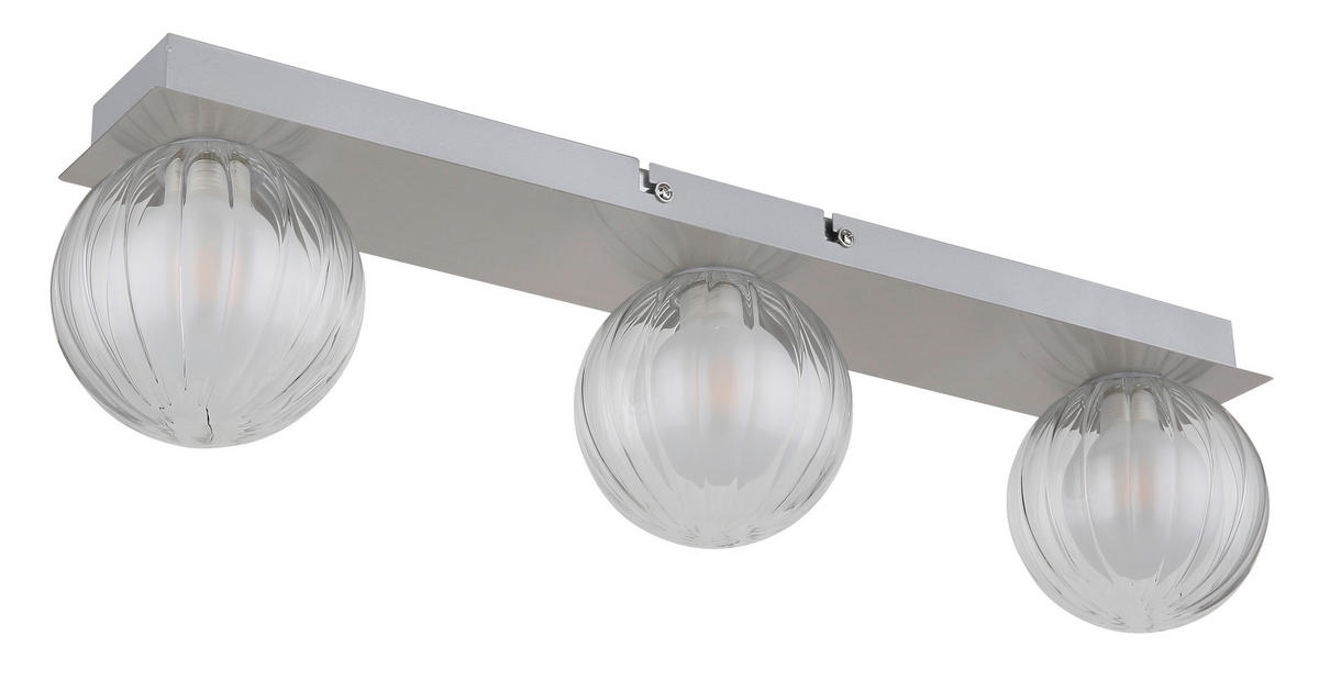GLOBO Deckenleuchte Ander 41928-3N silber Alu Glas B/L: ca. 10x50 cm G9 3 Brennstellen Ander - silber (10,00/50,00cm) - GLOBO