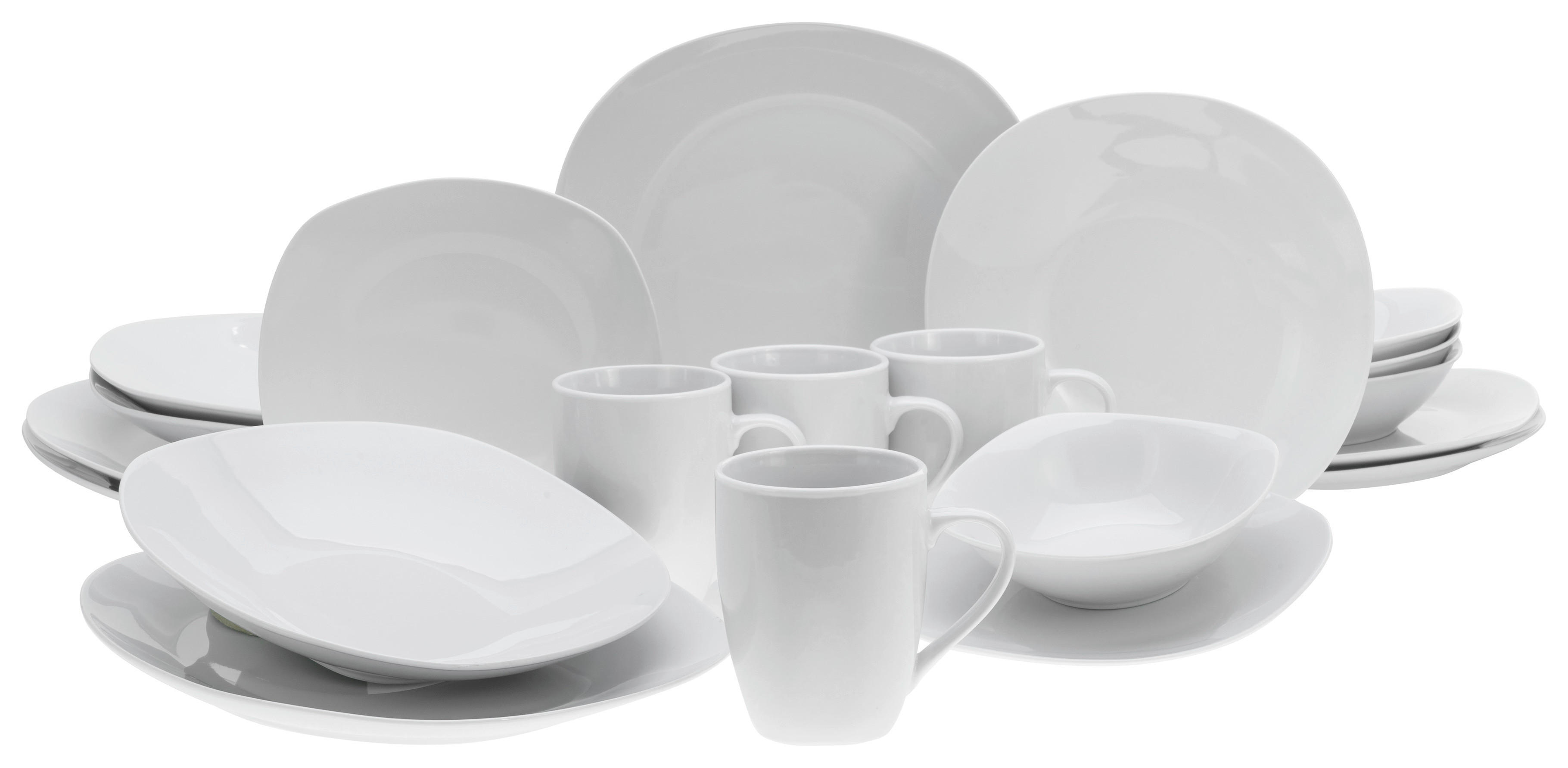 CreaTable Kombiservice Square weiß Porzellan 20 tlg. Square - weiß - CreaTable