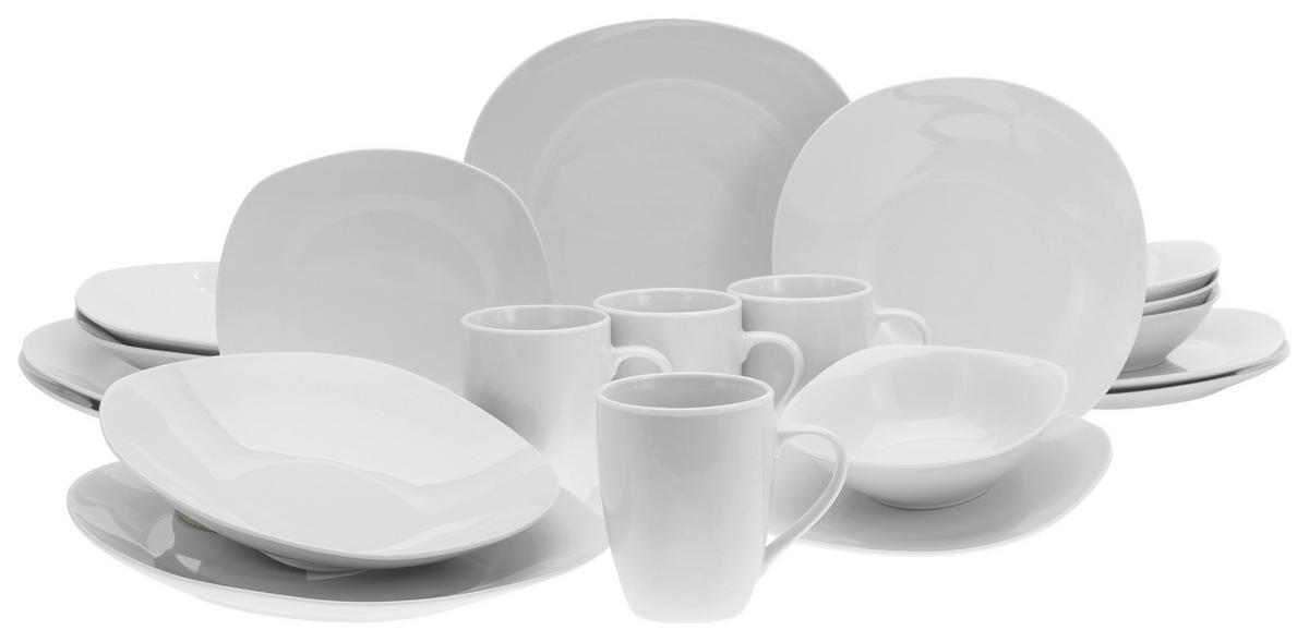 CreaTable Kombiservice Square weiß Porzellan 20 tlg. Square - weiß - CreaTable