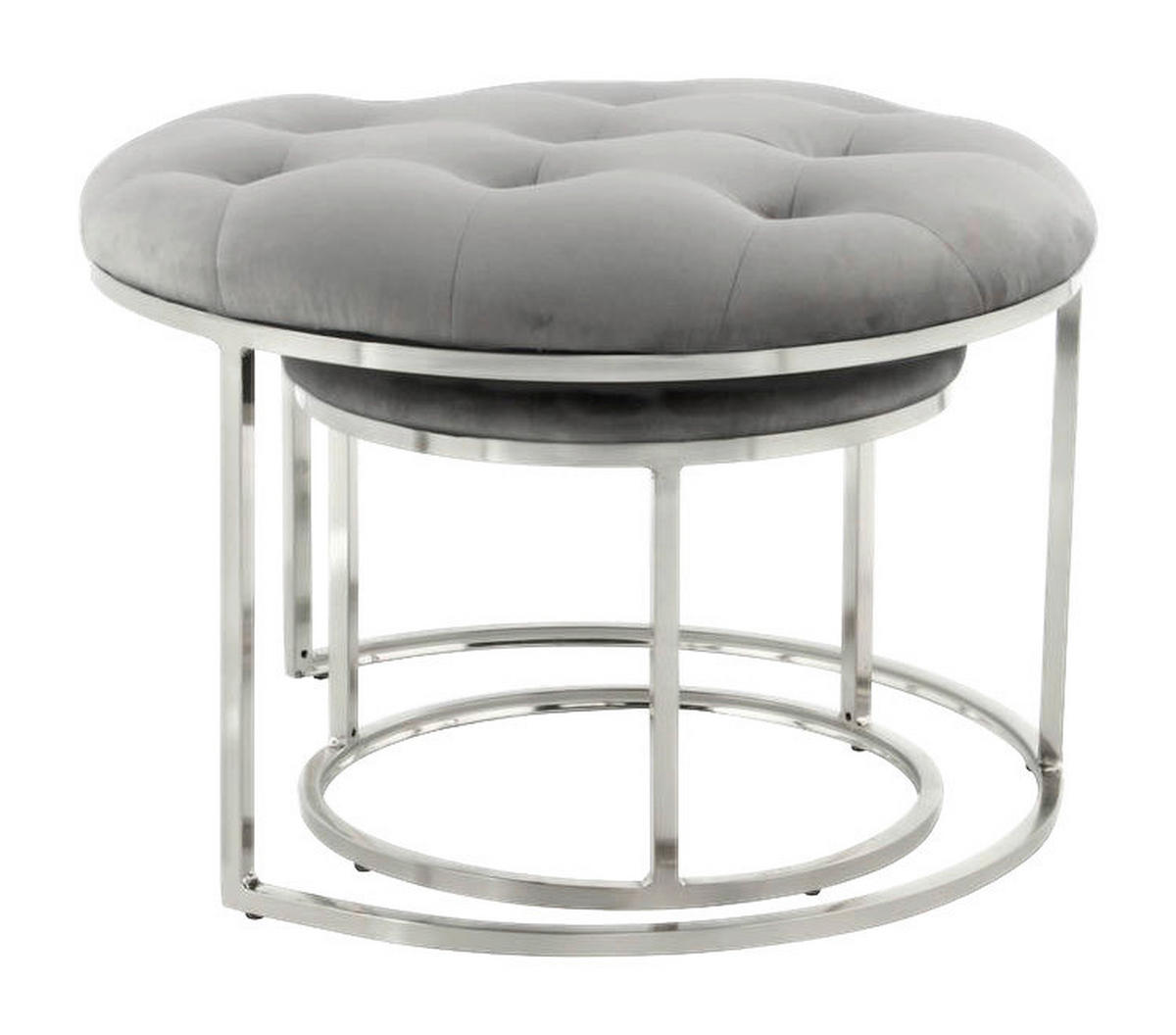 360 Living Hocker Becky 800 2er grau silber Samt Metall H/D: ca. 41x60 cm Becky 800 2er - silber/grau (60,00/41,00cm) - 360 Living